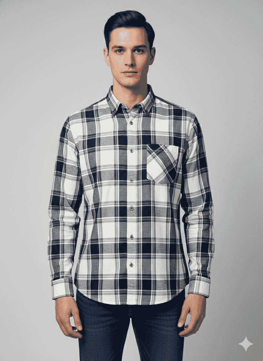 Zeris Checks Black and White Casual Shirt