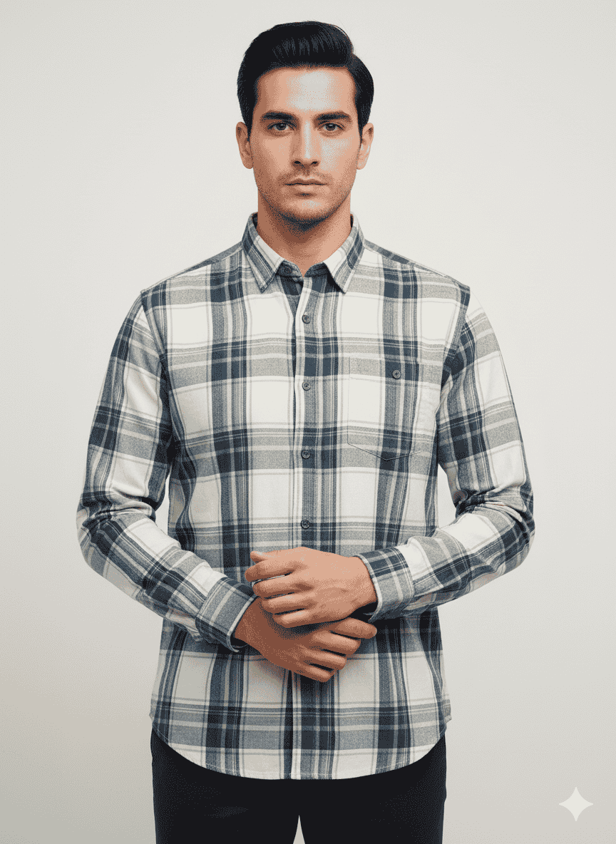 Zeris Checks Light Blue and White Casual Shirt