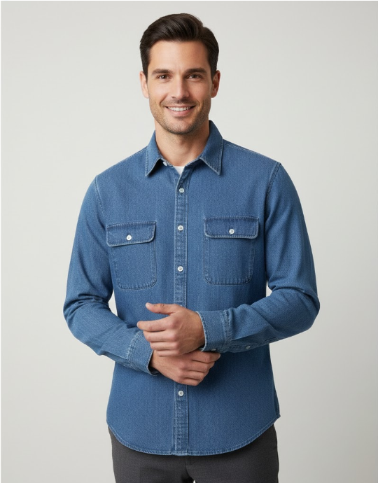 The Classic Double-Pocket Denim Workwear Shirt