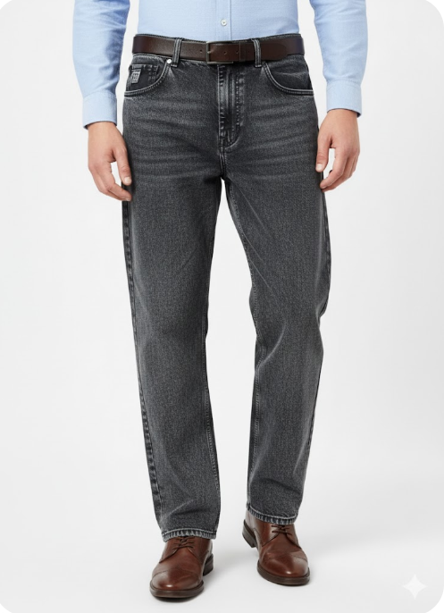 Men's Baggy Fit Tapered Washed Jeans