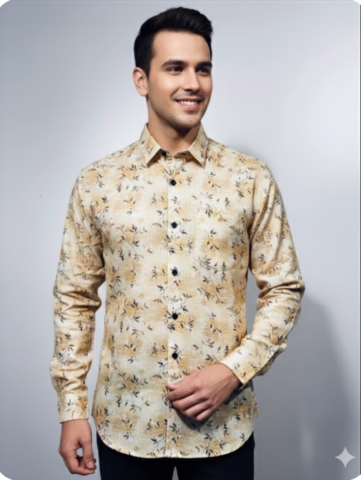 Men's Printed Regular-Fit Casual Shirt