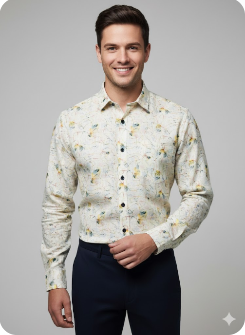 Abstract Harmony Linen Blend Casual Shirt