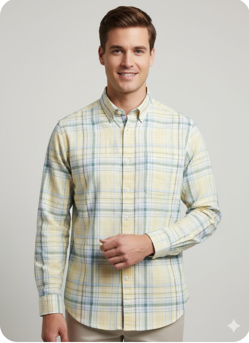 Men's Plaid Button-Down Collar Formal Shirt