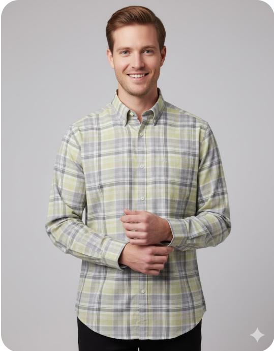 Men's Classic Fit Plaid Button-Down Shirt